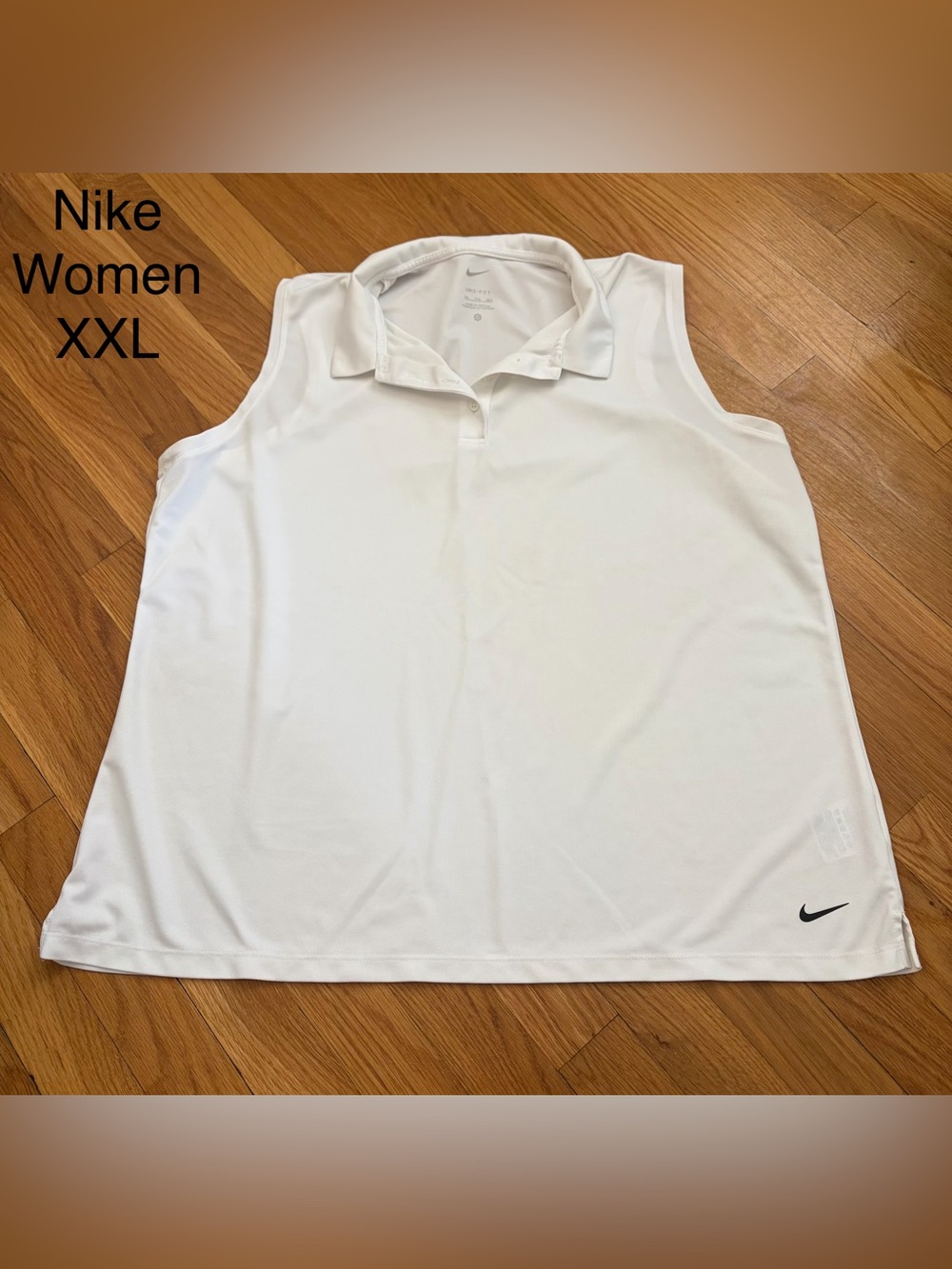 Nike Women White Sleeveless Polo Tank Top